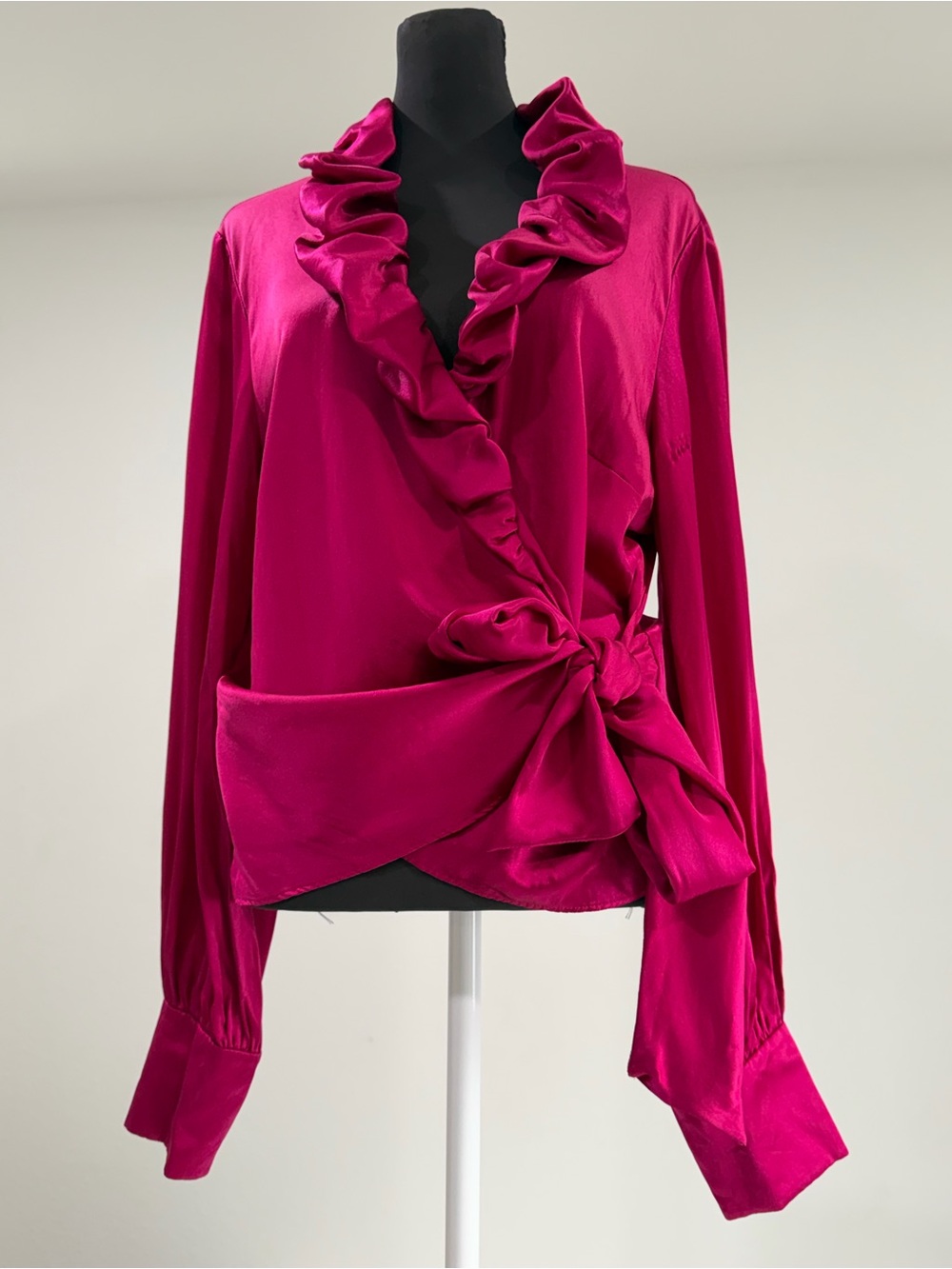 Lafayette 148 New York Fuchsia Ruffle Wrap Blouse